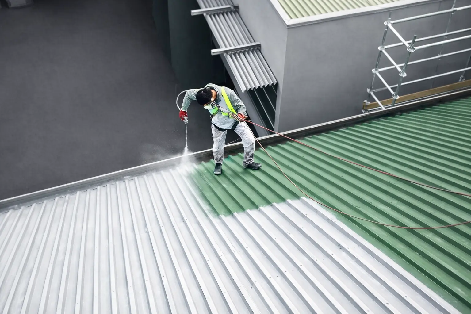 Roof painting — red iron roof Auckland